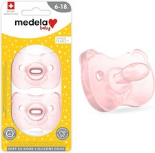 Medela Baby Pacifier 6-18 Months Includes Sterilizing Case 2-Pack Pink