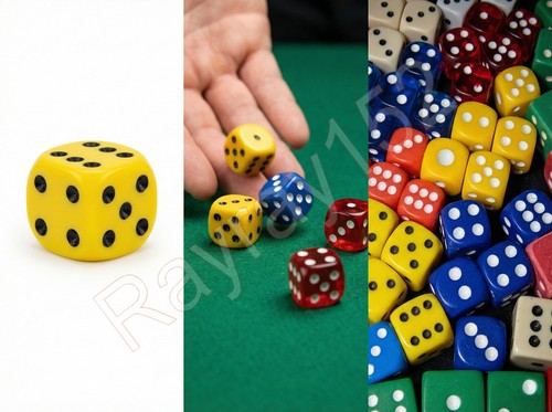 Dice white blue - red, cream