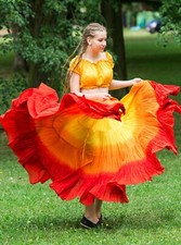 Cotton 25 Yard ATS Tribal 4 Tier Gypsy Skirt Belly Dance AA