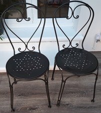 Two black metal cafe style chairs from John Lewis