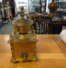 Vintage Brass Coffee Grinder With Sunflower Drawer Front - Ornate Design