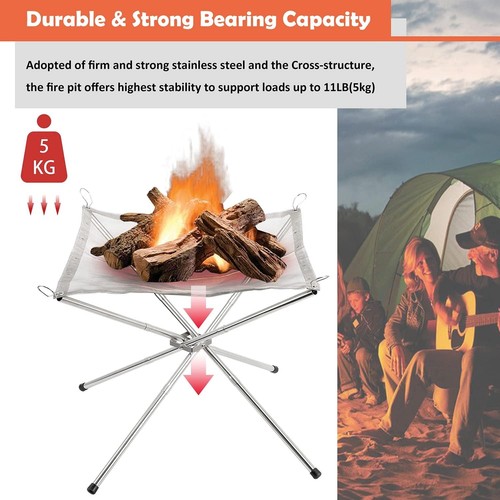 Portable folding fire pit mesh - fire,