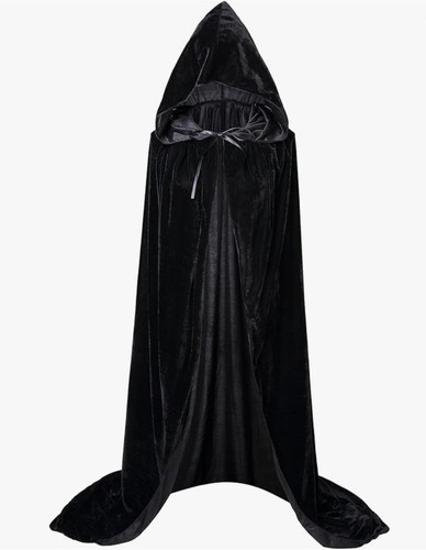 Velvet hooded robe cloak cape - hooded,