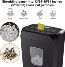 Commercial Paper Shredder Industrial 6 Sheet Cross Cut Heavy Duty Home Office