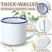 Set 5 Coloured Enamel Mugs Retro Outdoor Camping Travel Tin Rustic Metal Cups