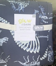 New Pottery Barn Kids ORGANIC DINO BONES GLOW in the DARK Duvet Full Queen