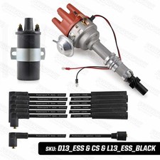 Ford Essex V6 Electronic Distributor with Sports Coil and Black 8mm HT Leads