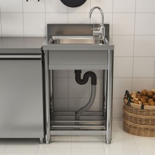 STAINLESS STEEL CAMPING SINK WASH BASIN FISHING OUTDOOR FESTIVAL BBQ CLEANING