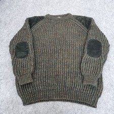 Highland Chunky Jumper Mens Large Green Knit Sweater Fisherman Country Outdoor