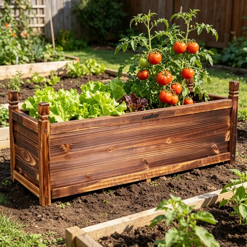 Wooden planter box soil - wooden,