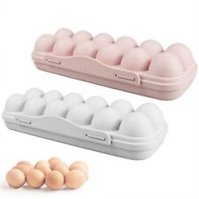 2PCS Egg Storage Fridge 12 Grid Egg Storage Box with Lid Plastic Egg Holder Tray