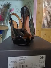 Kurt GEIGER Carrington Size 39 Black Patent Peep Toe Slingback Court Shoes  5.5"