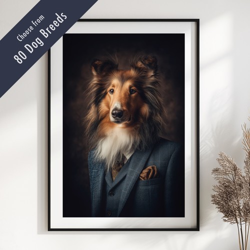 Smartly dressed dog portrait - dressed,