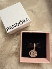 Pandora Rose Gold Plated 14ct Sparkling Light Blue Disc Double Dangle Charm