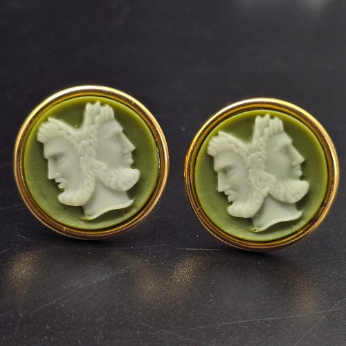 Green janus cameo cufflinks - janus,