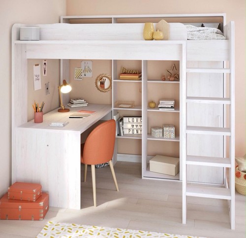 White wooden children loft - white,
