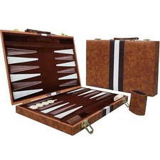 18 Inch Premium Leather Backgammon Board Game Set for Adults Kids Classic Game