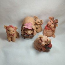 Pig Figurine Ornament X4