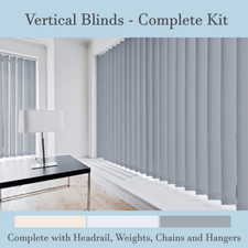 VERTICAL BLINDS COMPLETE SET - BLACKOUT FABRIC HEADRAIL HANGERS WEIGHTS