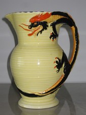 Burleigh Ware Art Deco Hand painted Dragon Handle Jug - Early Backstamp c1930 