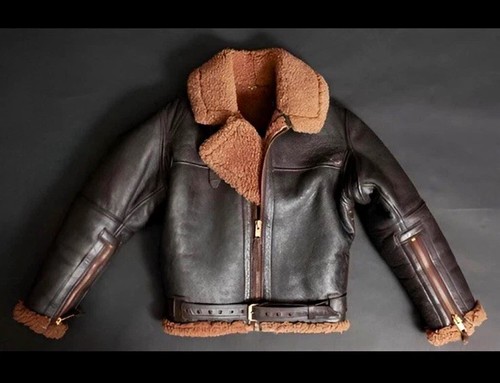 Men shearling jacket brown - shearling,