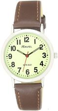 Ravel Gent's Men's Glow in the Dark NITE-GLO Ravel Luminous Brown Strap Watch