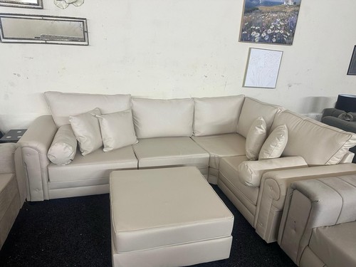 Cream leather sofa - sofa, with
