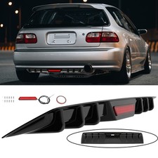 For Honda Civic EG EK Hatchback Glossy Rear Bumper Diffuser Spoiler w/ LED Light
