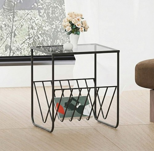 Side table glass top - side, table,