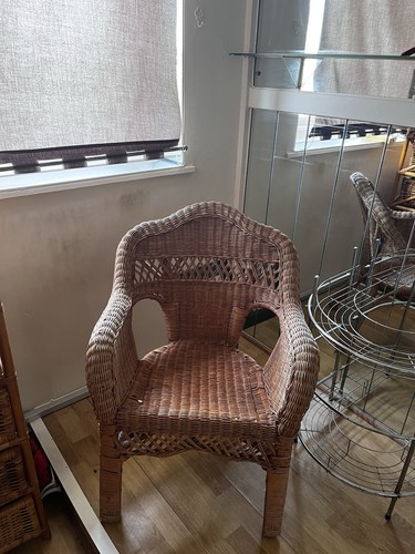 Brown rattan wicker armchair - brown, rattan/wicker