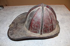 1800s Antique Cairns & Brothers Leather Fire Helmet For Restoration Project