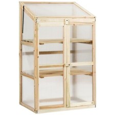 COSTWAY Mini Wooden Cold Frame Greenhouse Raised Flower Planter-Natural