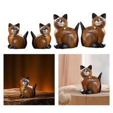 Cat Figurine Sculpture, Wooden