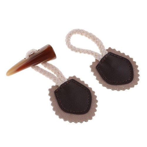 Khaki leather and toggle - khaki, of