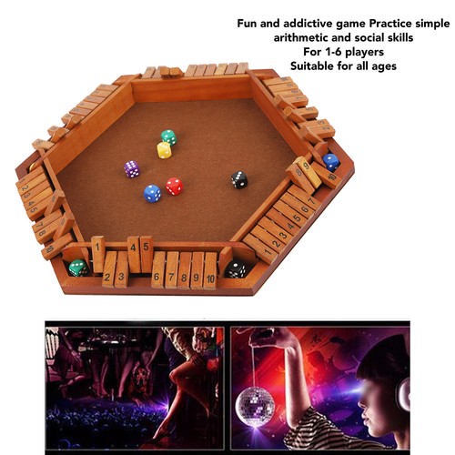 Players shut fun dices 6 - shut, 1-6