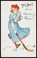 VINTAGE EDWARDIN HOCKEY POSTCARD SPORTS SHINTY 