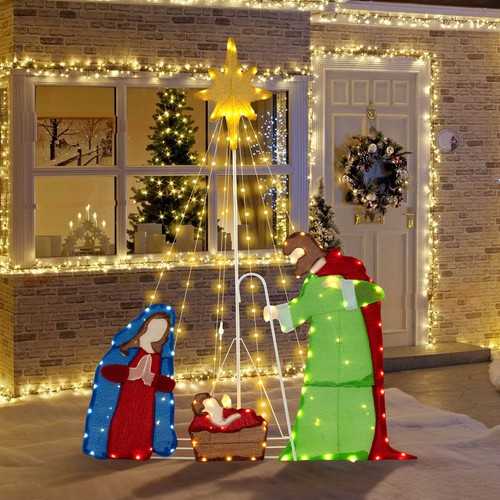 Lighted nativity scene with - lighted,