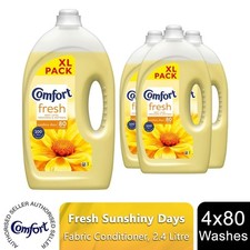 Comfort Fresh Sunshiny Days Liquid Fabric Conditioner, 80 Washes 2.4L, 4 Pack
