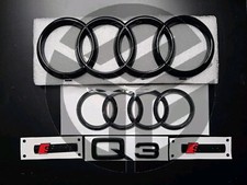 Audi Q3 2010-2018 Gloss Black Badges GRILLE/BOOT/FENDER FULL SET Inc 2 X S-Line