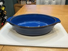 DENBY IMPERIAL BLUE  SMALL GRATIN OVAL EARED SERVING DISH STONEWARE  LOT 2