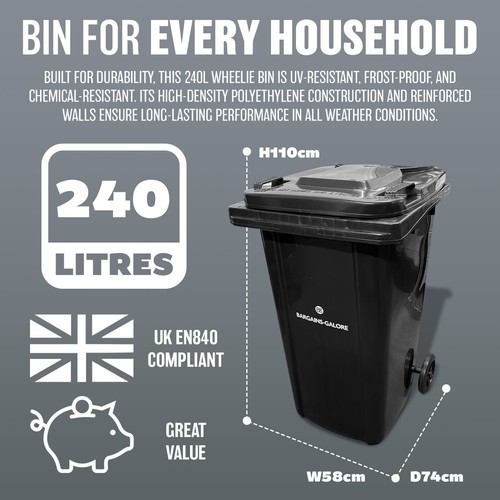 Black wheelie bin 240l outdoor - wheelie,
