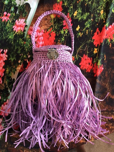 Handmade crochet fringe purple - handmade,