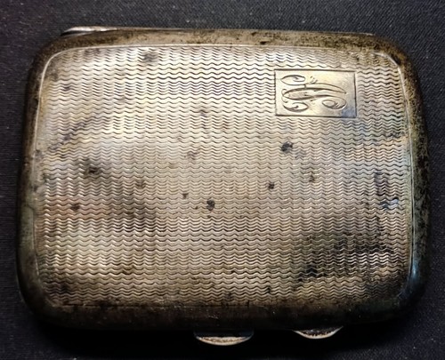 Silver cigarette case - cigarette,