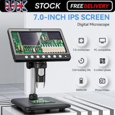 7" IPS Screen Digital Microscope 5MP 1200X Photo & Video Microscope 8 LED Lights