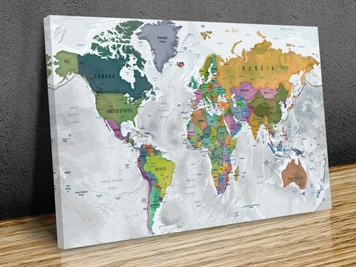 World map canvas wall art - map,