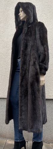 Real fur coat dark - real, brown