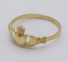 9ct Real Yellow Gold Small Claddagh Ring F to S ALL SIZES Brand New