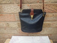 VINTAGE VERA PELLE MADE IN ITALY BLUE LEATHER SHOULDER BAG