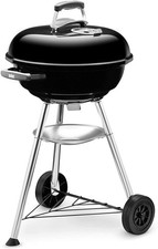 Weber Compact Kettle Charcoal BBQ Grill 47cm with Wheels & Enamel Lid – Black