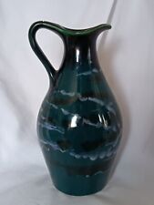 Green, Blue And Black Drip Glaze Studio Pottery Jug With Lustre Finish 21cm  